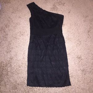 Jessica Simpson One Shoulder Black Lace Dress